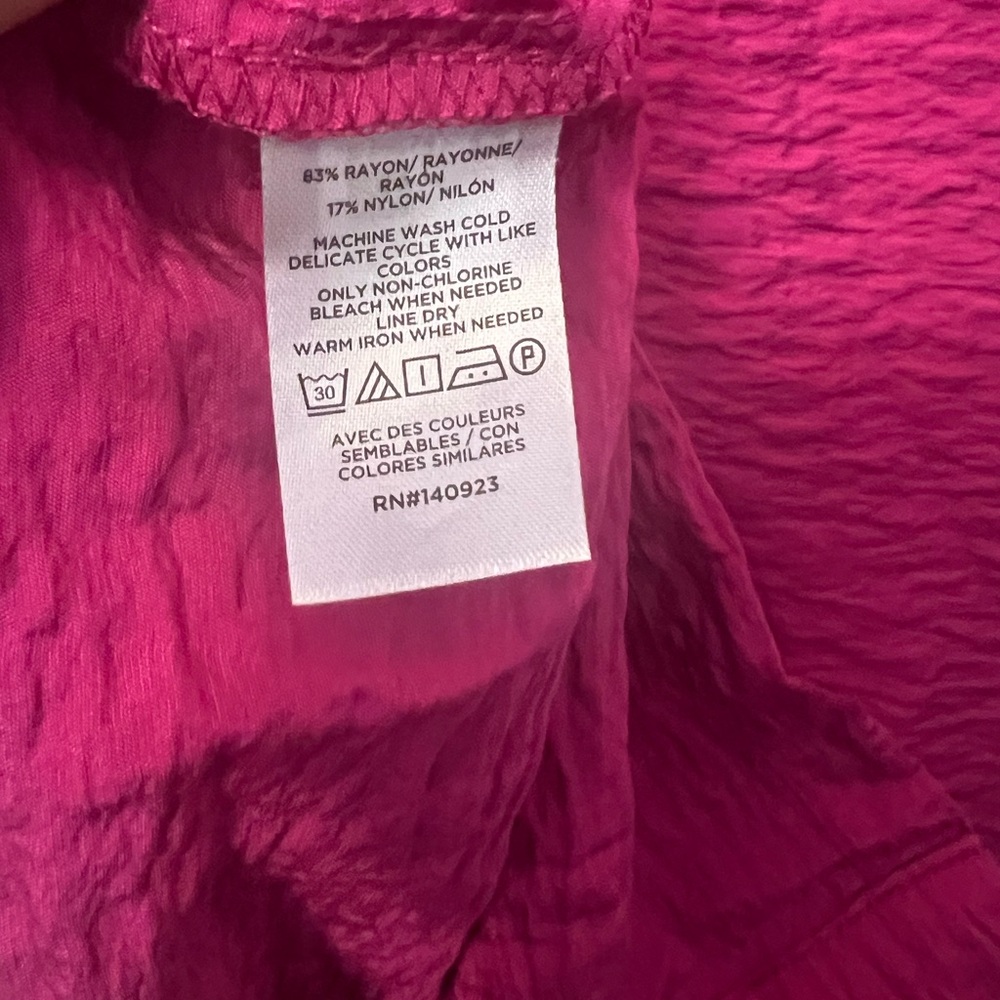 Loft Raspberry Button-Down Tie-Front Shirt Dress - image 3